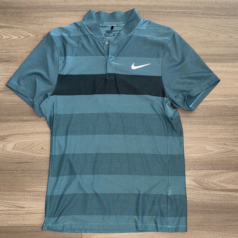 Men's Striped Teal Polo Shirt